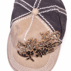 Embellished Tan and Black Women's Cap